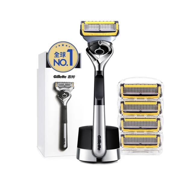 【Gillette 吉列】吉列小白磚 鋒護Proshield系列限定刮鬍刀 豪華套組(1磁吸刀座 1刀架 5刀頭) 歷史價格詳細信息
