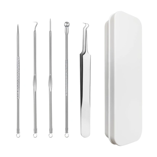 擠痘痘粉刺針4隻+尖嘴粉刺夾附鐵盒裝 歷史價格詳細信息