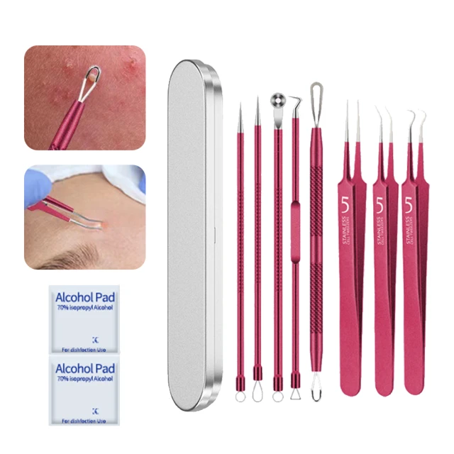粉刺針 細胞夾 清潔鑷子 細胞夾套裝 去黑頭鑷子 祛痘針 臉部清潔工具 擠挑暗瘡閉口工具 美容院專用神器 六件套 歷史價格詳細信息