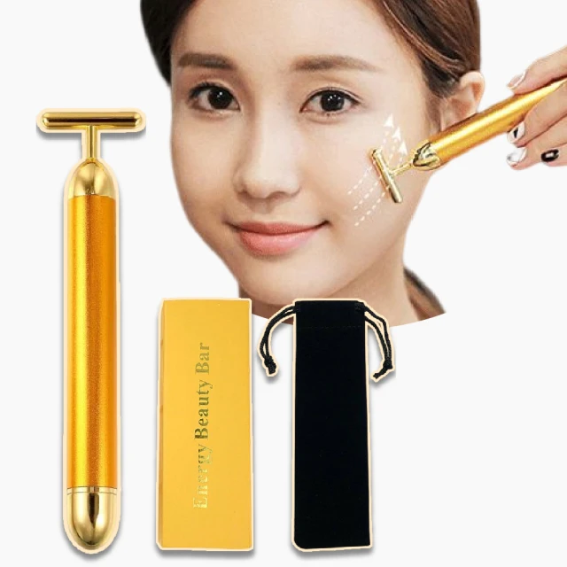 按摩棒 美容棒 24K黃金瘦臉 瘦臉器 電動24K 黃金T棒 美容棒 瘦臉棒 附電池 T字美容棒 按摩器 按摩儀 美容儀 歷史價格詳細信息