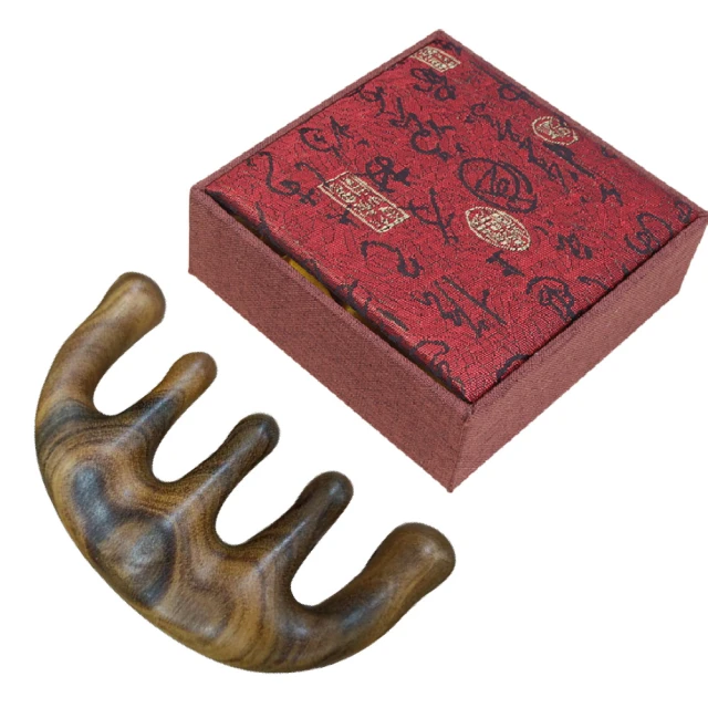 綠檀木頭皮按摩梳子多功能大五齒刮痧器脫髮男女按摩頭部經絡梳防 歷史價格詳細信息