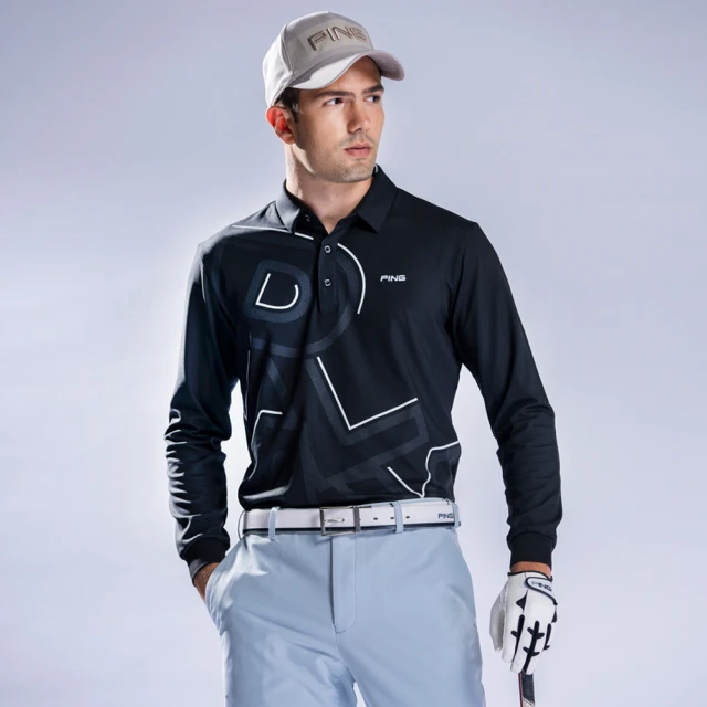 【PING】男款大文字圖騰薄長袖POLO衫-黑(吸濕排汗/抗UV/GOLF/高爾夫球衫/PA22217-88) 歷史價格詳細信息
