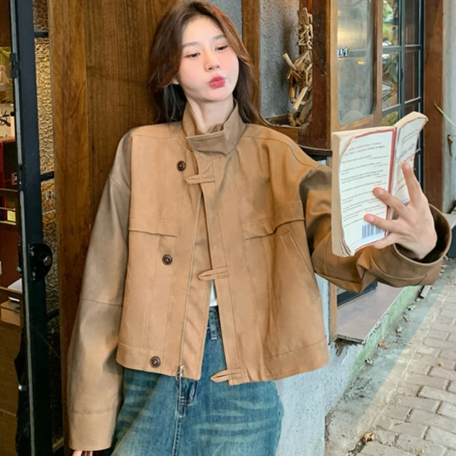 【UniStyle】圓領長袖外套 拼接撞色棒球服夾克 女 ZM157-9126(黑卡其) 歷史價格詳細信息