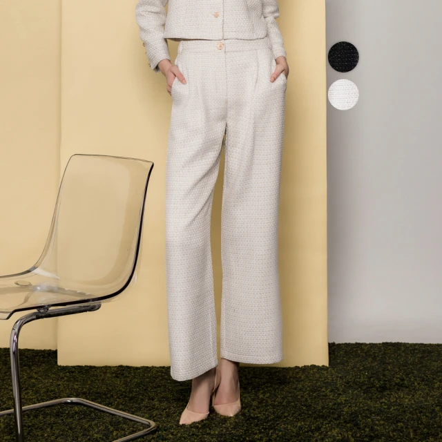 【MEDUSA 曼度莎】現貨-米白滾邊毛呢長寬褲（M-XL）｜女長袖西裝長褲 女上班穿搭(501-7120B) 歷史價格詳細信息