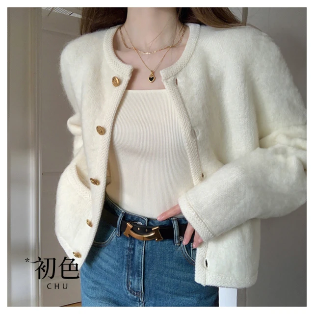 【初色】小香風寬鬆圓領單排釦長袖短款西裝外套-粉色-30901(M-2XL可選) 歷史價格詳細信息