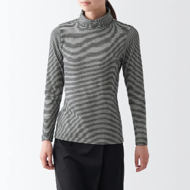 女有機棉混彈性針織半高領長袖T恤【MUJI 無印良品】 歷史價格詳細信息