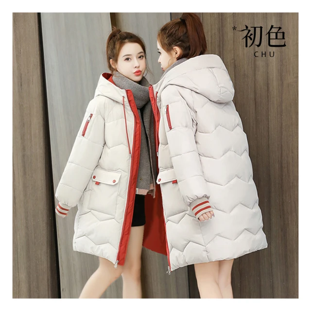 【初色】韓系小香風兩面穿寬鬆保暖加厚刷毛長袖口袋羽絨棉連帽外套雙面穿女外套-共4色-32167(M-3XL可選) 歷史價格詳細信息