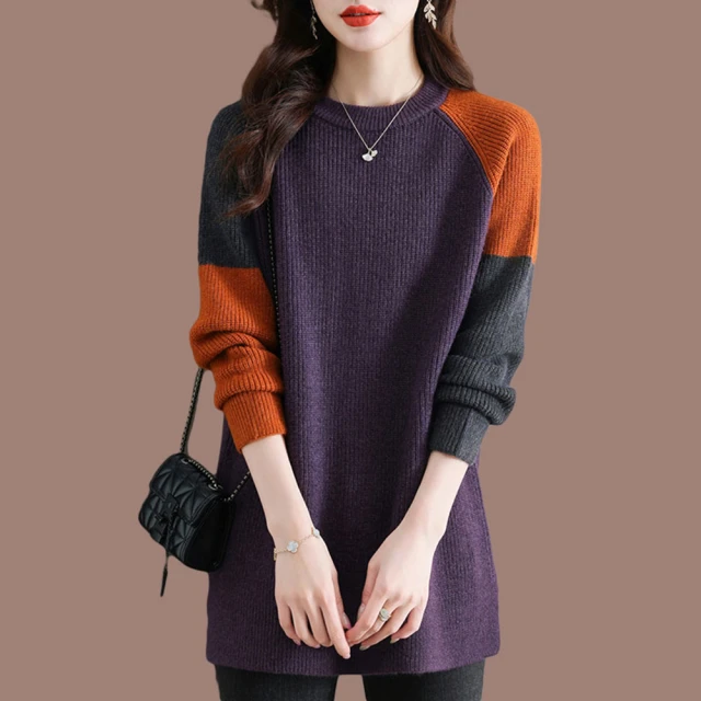 【MsMore】時尚時髦愛心系帶爆款大碼圓領長袖中長版寬鬆上衣#123768(黑/咖) 歷史價格詳細信息