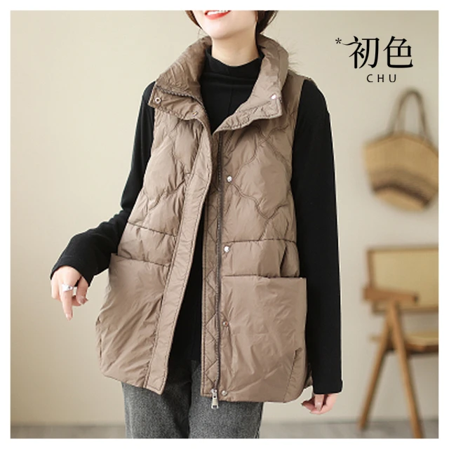 【初色】保暖立領無袖口袋拉鍊鋪棉夾克外套女背心-共3色-39066(M-2XL可選) 價格比較,價格查詢,歷史價格詳細信息