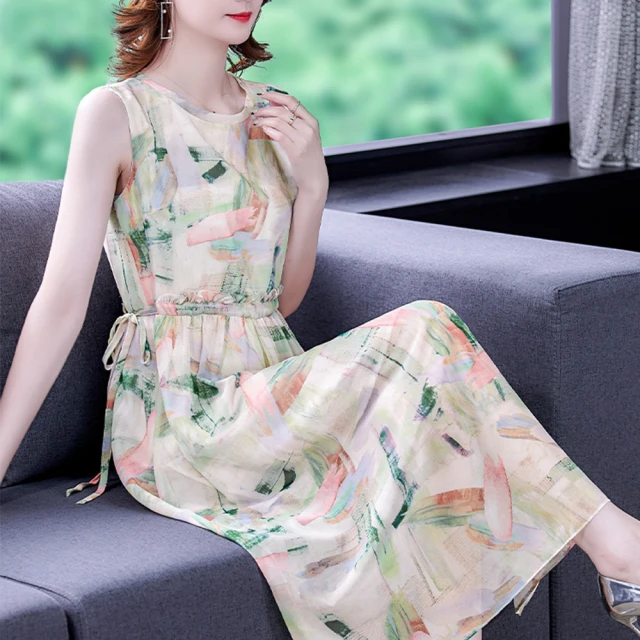 【ALICAI 艾麗彩】晶亮綠小黃花木耳袖雪紡洋裝(中大尺碼/S-3XL) 歷史價格詳細信息