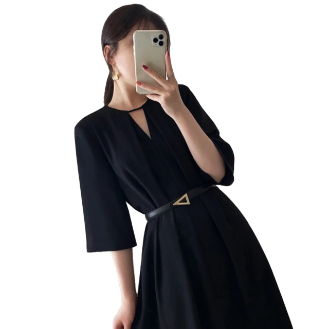 風衣裙法式復古V領連衣裙女2023早春新款長袖氣質燈芯絨收腰長裙-羊城故事 歷史價格詳細信息