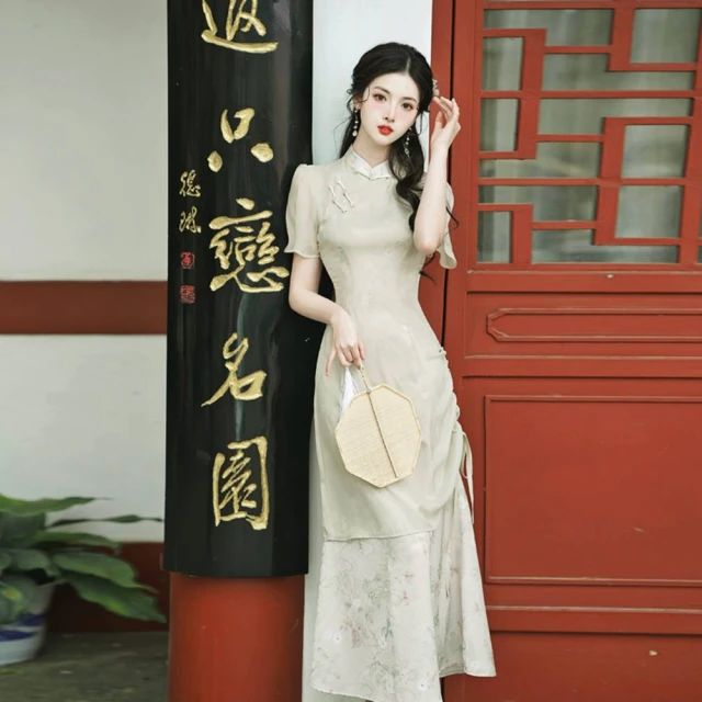 優質.洋裝 旗袍套裝 女生 連衣裙 2021秋裝新款改良版旗袍復古修身顯瘦連衣裙女中長裙子 其它  ybfa-时尚女裝 歷史價格詳細信息