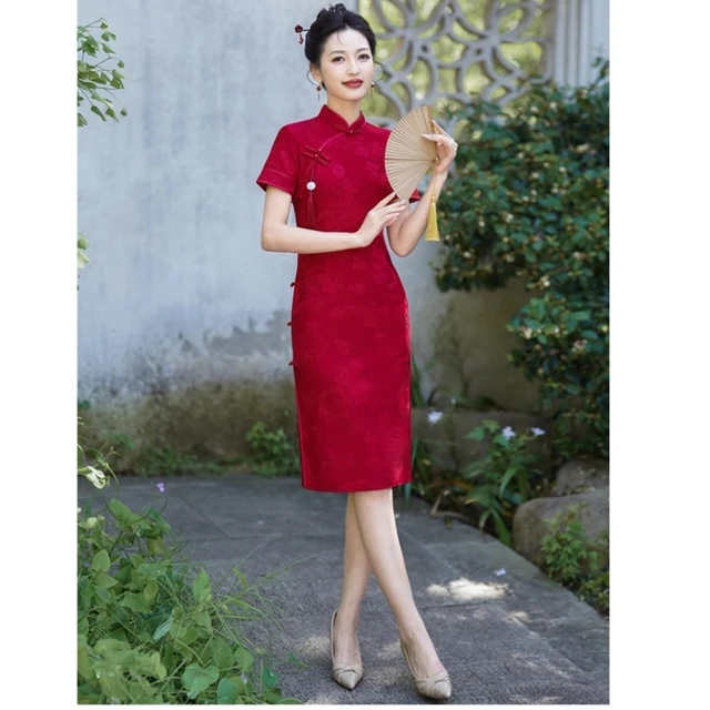 【巴黎精品】雙12 連身裙改良式旗袍(短袖立領開衩印花女裙子a1gc86) 歷史價格詳細信息