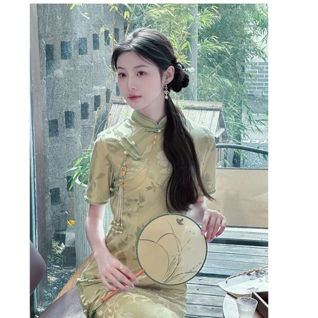 【巴黎精品】雙12 連身裙改良式旗袍(短袖立領開衩印花女裙子a1gc86) 歷史價格詳細信息