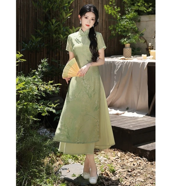 【巴黎精品】雙12 連身裙改良式旗袍(短袖立領開衩印花女裙子a1gc86) 歷史價格詳細信息