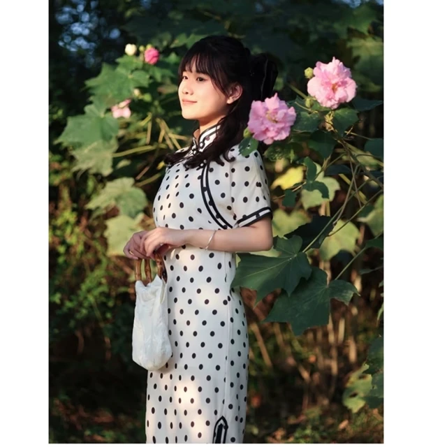 【巴黎精品】雙12 連身裙改良式旗袍(短袖立領開衩印花女裙子a1gc86) 歷史價格詳細信息