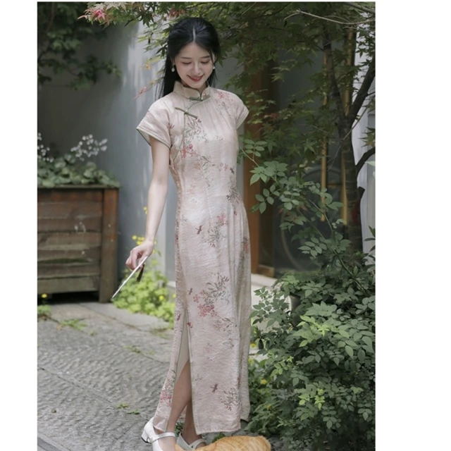 【巴黎精品】雙12 連身裙改良式旗袍(短袖立領開衩印花女裙子a1gc86) 歷史價格詳細信息