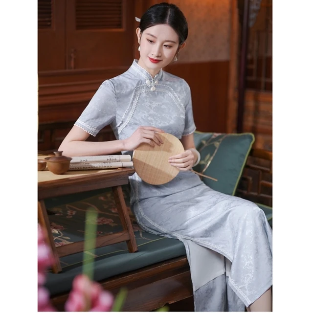 【巴黎精品】雙12 連身裙改良式旗袍(短袖立領開衩印花女裙子a1gc86) 歷史價格詳細信息