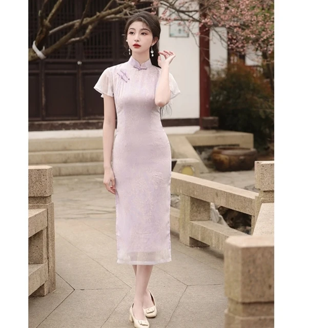 【巴黎精品】雙12 連身裙改良式旗袍(短袖立領開衩印花女裙子a1gc86) 歷史價格詳細信息