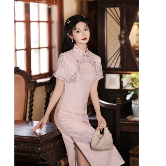 【巴黎精品】雙12 連身裙改良式旗袍(短袖立領開衩印花女裙子a1gc86) 價格比較,價格查詢,歷史價格詳細信息