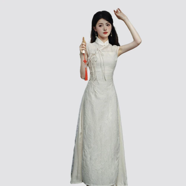 【巴黎精品】雙12 連身裙改良旗袍(七分袖絲質提花中長款女裙子a1gq61) 歷史價格詳細信息
