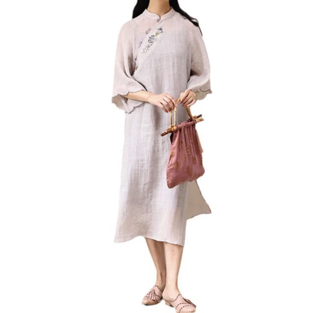 【巴黎精品】雙12 連身裙改良旗袍(七分袖絲質提花中長款女裙子a1gq61) 歷史價格詳細信息