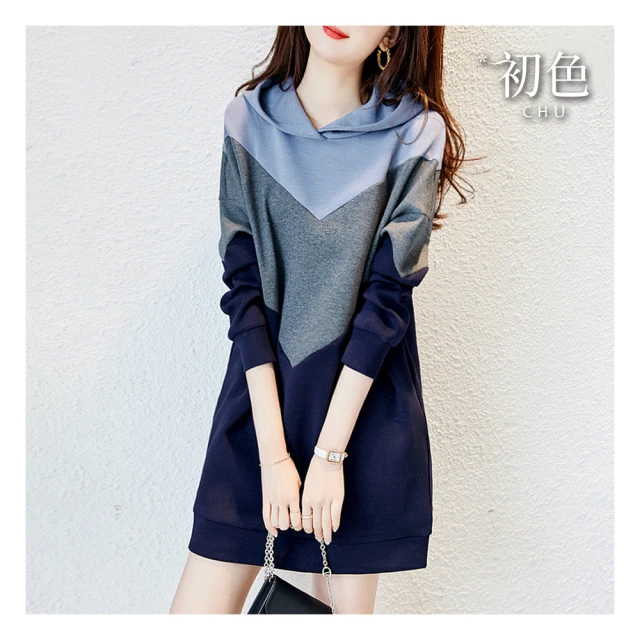 【初色】洋氣時髦顯瘦假兩件螺紋拼接單排釦按扣立領長袖連帽皮衣外套女外套-共3色-38478(M-3XL可選) 歷史價格詳細信息