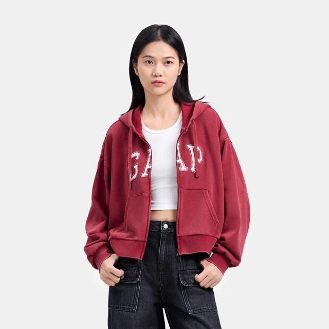 【GAP】女裝 Logo刺繡連帽外套-粉色(600757) 歷史價格詳細信息