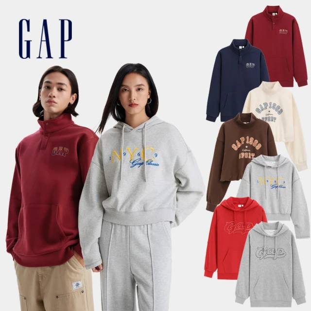 【GAP】男女裝 Logo刺繡刷毛外套/印花/刺繡刷毛帽T-多款可選(634420&638562&637863) 歷史價格詳細信息