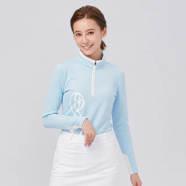 【KING GOLF】網路限定款-女款千鳥紋印圖星星刺繡中厚刷毛長袖POLO衫(綠色) 歷史價格詳細信息