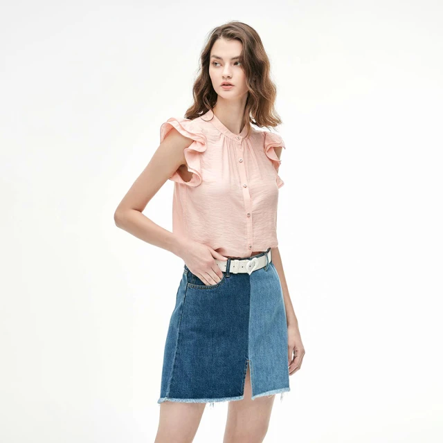 【iROO】釘飾刷色牛仔短裙 價格比較,價格查詢,歷史價格詳細信息