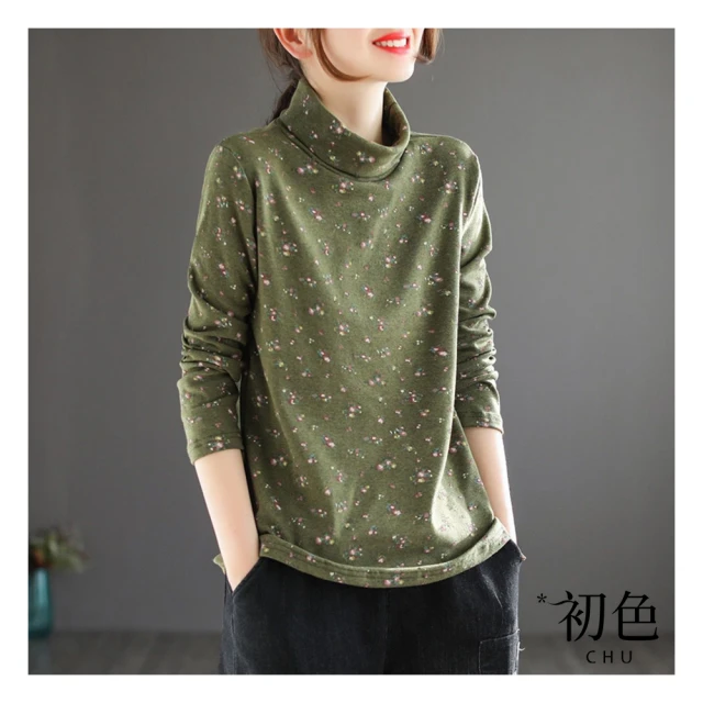 【初色】文藝風寬鬆休閒碎花圓領短袖T恤上衣女上衣-共3色-34657(M-4XL可選) 歷史價格詳細信息