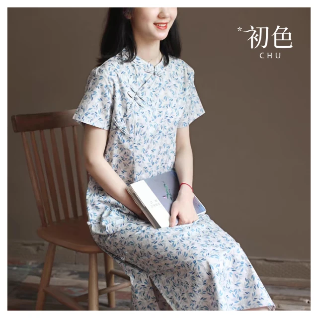 【初色】復古風中式氣質優雅碎花印花雪紡澎五分短袖袖圓領T恤上衣女上衣-灰色-33636(M-2XL可選) 歷史價格詳細信息