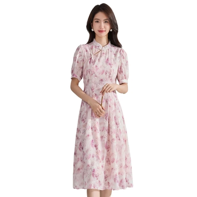 旗袍 女童 碎花網紅改良裙 夏 短袖中式漢服唐裝 歷史價格詳細信息