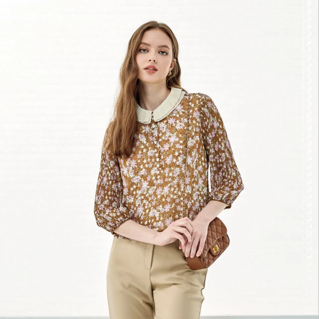 蜜雪兒MySHEROS-V領滿版V字印花不規則下襬上衣-白-1210-31675-10 歷史價格詳細信息