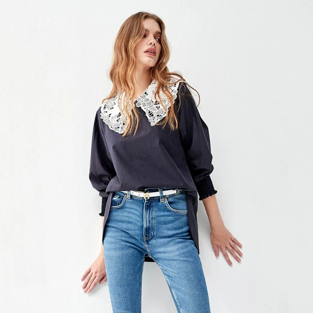 長版上衣--配色拼接雙車線顯瘦短袖長版上衣(灰.粉M-2L)-D299熊衣褲語 歷史價格詳細信息