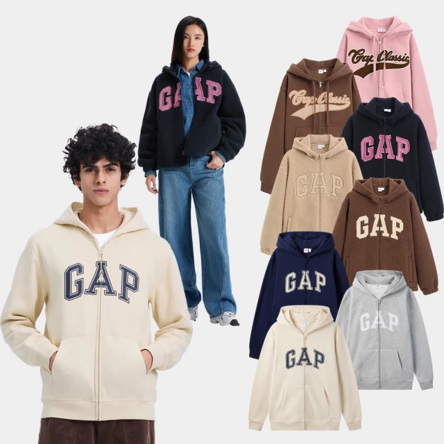【GAP】男女裝 Logo刺繡刷毛外套/印花/刺繡刷毛帽T-多款可選(634420&638562&637863) 歷史價格詳細信息