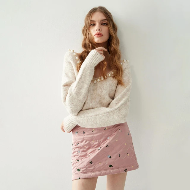 【iROO】珍珠花呢口袋短裙 歷史價格詳細信息