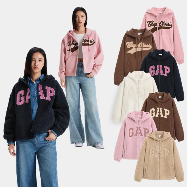 【GAP】女裝 Logo刺繡連帽外套-粉色(600757) 歷史價格詳細信息