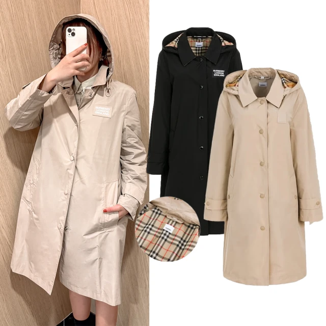 【BURBERRY 巴寶莉】3941499 素面兩穿中性款翻領雙排扣毛呢大衣外套(深藍色) 歷史價格詳細信息