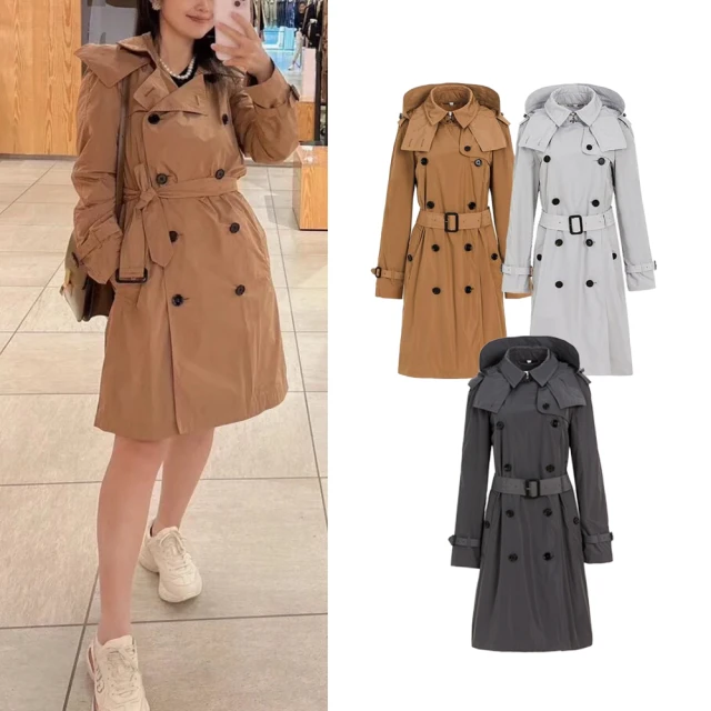 【BURBERRY 巴寶莉】3941499 素面兩穿中性款翻領雙排扣毛呢大衣外套(深藍色) 歷史價格詳細信息