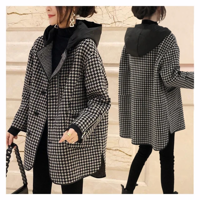 【初色】小香風毛邊粗花毛呢長袖排釦短款西裝外套-黑色-30436(M-2XL可選) 歷史價格詳細信息