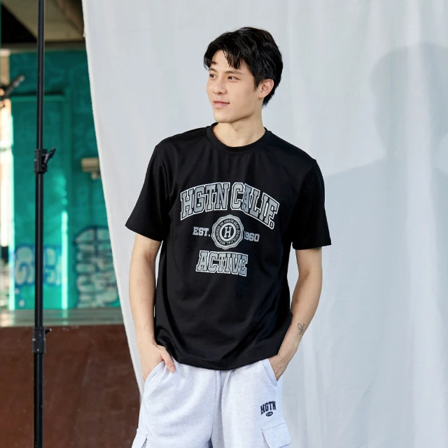 【Hang Ten】男裝-韓款-純棉海洋主題印花短袖T恤(黑) 歷史價格詳細信息