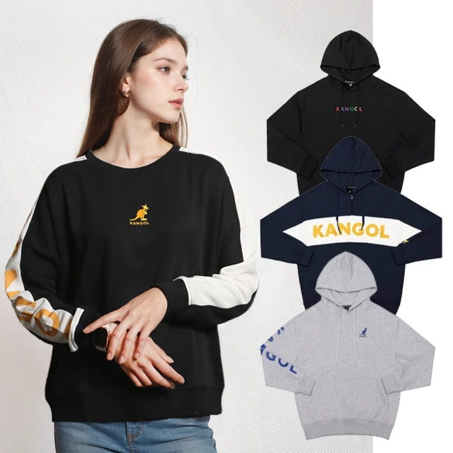 KANGOL 帽T 上衣 全黑 大螺紋 K拼布 短版 連帽 女 6052105220 歷史價格詳細信息