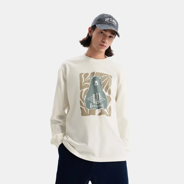 Gap 男裝 Logo純棉印花圓領長袖T恤-黑色(773184) 歷史價格詳細信息