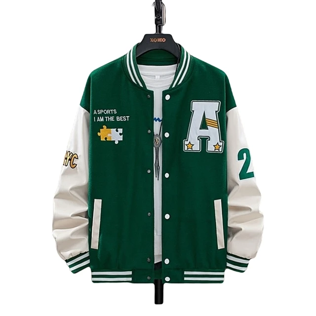 款 時尚拼接棒球領長袖夾克男 2023春季新款青年修身開衫外套 歷史價格詳細信息