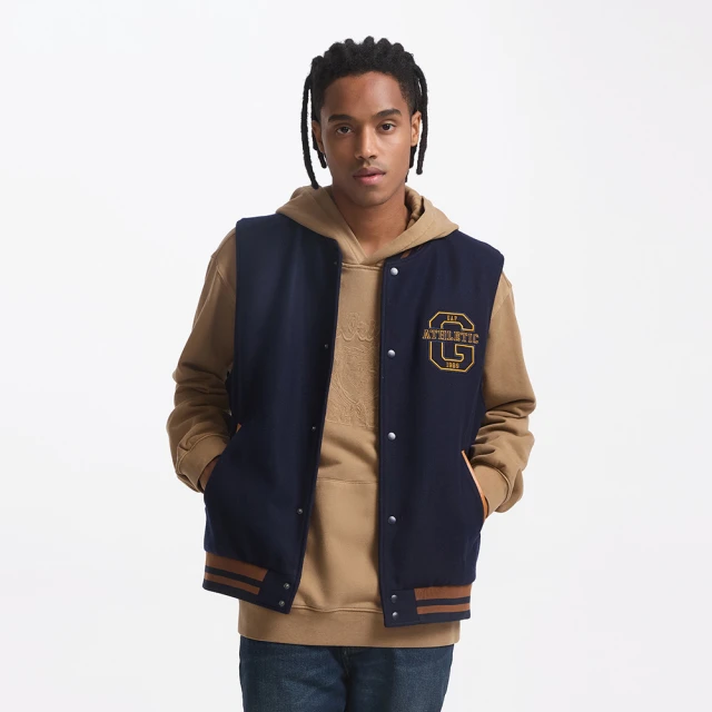 【GAP】男裝 Logo刺繡立領棒球外套 碳素軟磨法式圈織系列-海軍藍(639207) 歷史價格詳細信息