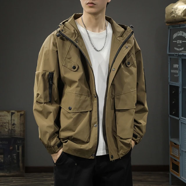 衝鋒衣男 3色 M-2XL 春秋季2023新款潮牌連帽外套 情侶款港風潮流百搭休閒夾克上衣-潮男服飾 歷史價格詳細信息