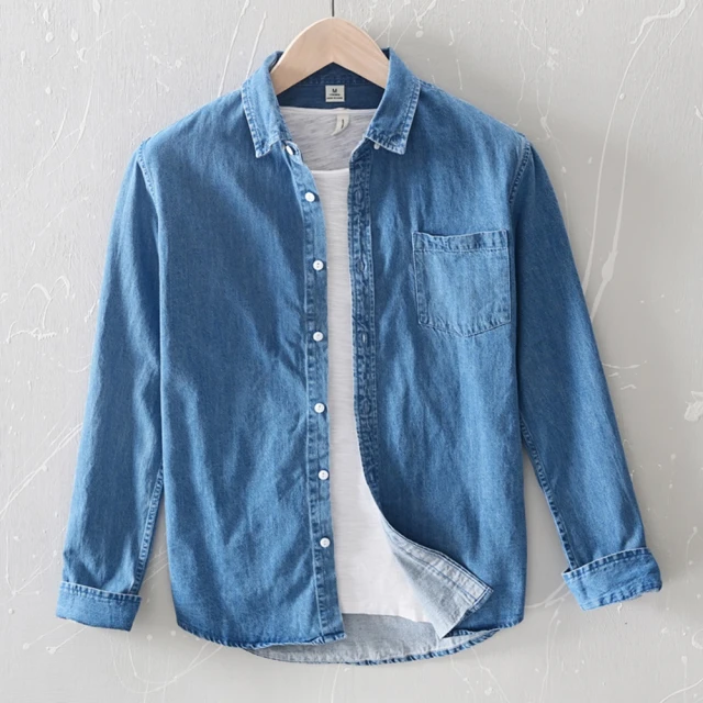 【巴黎精品】襯衫長袖上衣(休閒條紋牛仔寬鬆百搭日系男裝a1bu149) 歷史價格詳細信息