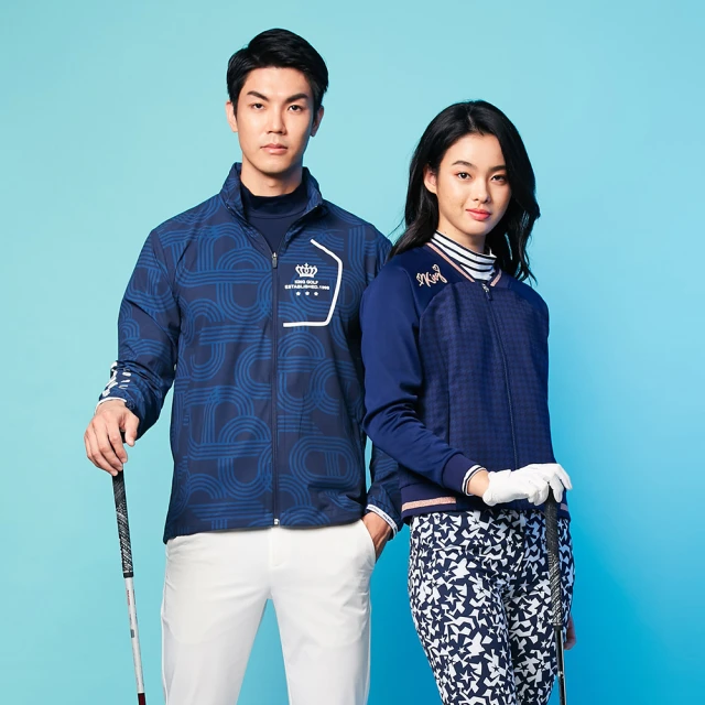 【KING GOLF】網路限定款-女款千鳥紋印圖星星刺繡中厚刷毛長袖POLO衫(綠色) 歷史價格詳細信息